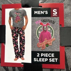 A Christmas Story Mens 2pc Pajama Set Fleece TShirt NWT